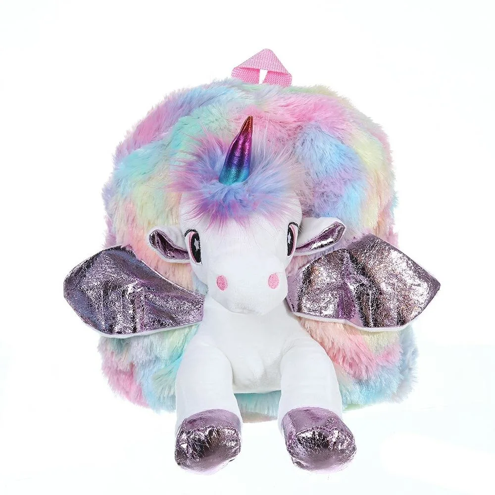 2023 New Unicorn Sequin Feathered Plush Children Cute Cartoon Plush Girl Backpack