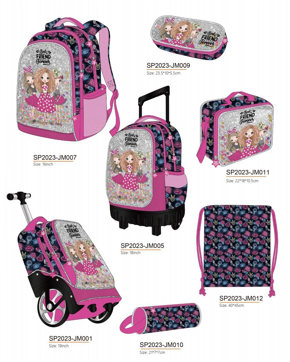 Customisable Lifestyle Rolling Backpacks for Girls Primary Children Bag Big Wheel Trolley Bag