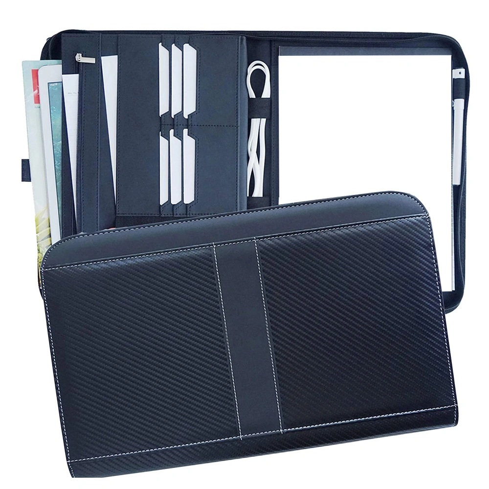 Personalized 3 Ring Binder Portfolio Stylish Leather Briefcase with Hidden Type Handles