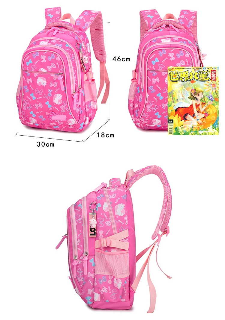 3PCS Nylon School Bags Backpack Waterproof Girls School Bag