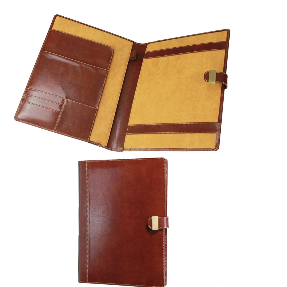 Personalized 3 Ring Binder Portfolio Stylish Leather Briefcase with Hidden Type Handles