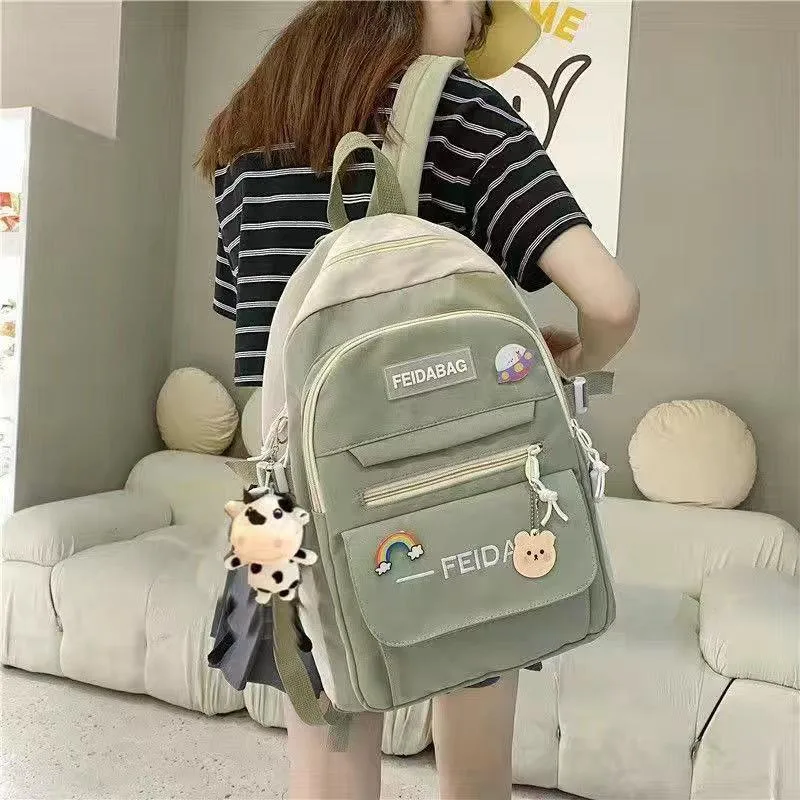 (WD6242) Junior High School Students Backpack Female Korean Version of The New Large Capacity College Students Backpack Portable Children&prime;s School Bag