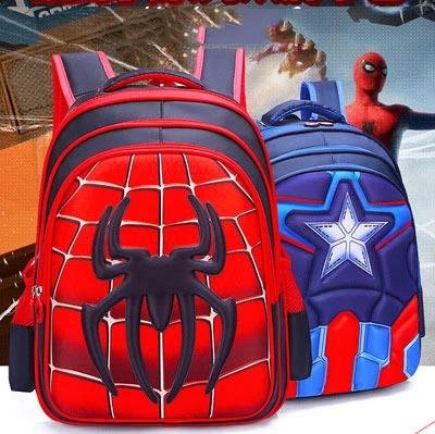 Spiderman Captain Customized Nylon Waterproof Backpack for Kids School Bag Kindergarten