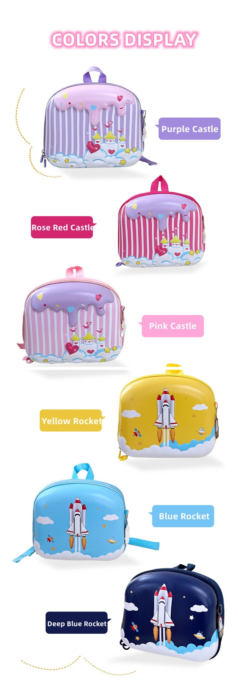 New Design EVA Shell Rocket Mini Backpack Cute Toddler Bag Kids Backpack