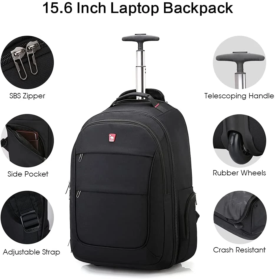 Trolley Wheeled Rolling Travel Backpack for Outdoor