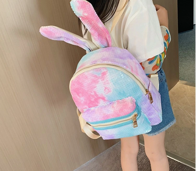 New Cute Glow Sequins Girls Backpack Fashion Rabbit Ear Children&prime;s School Bag