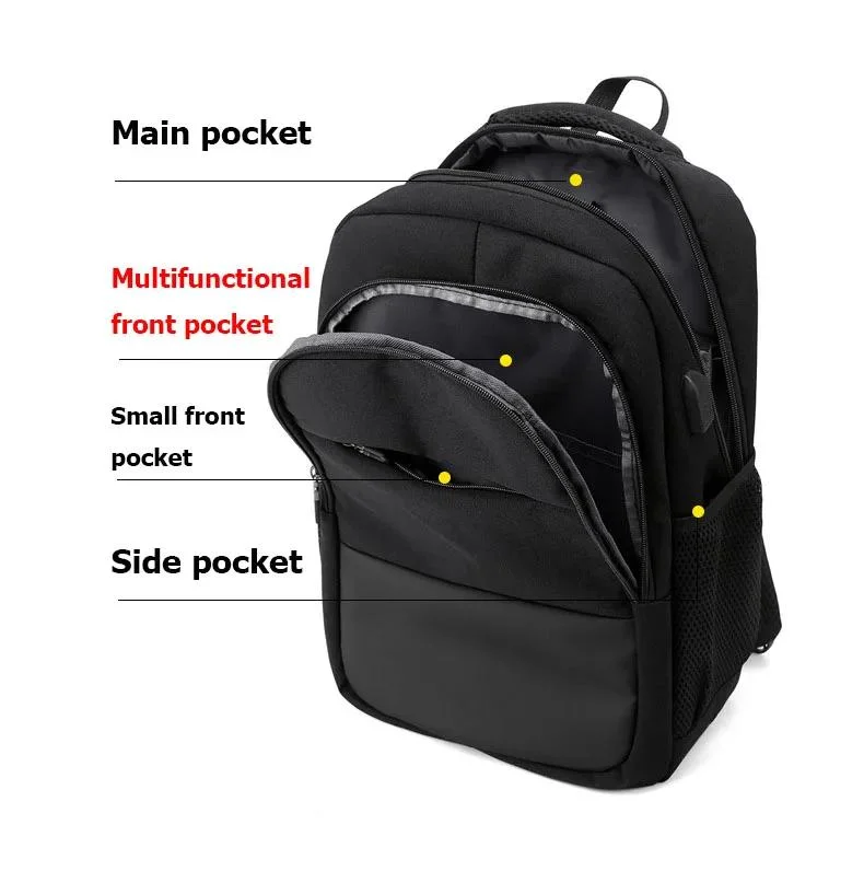 Travel Business Notebook Bag USB Fashion School Bag Pack for Male Female Women Men Multifunctional 15 Inch Laptop Backpack