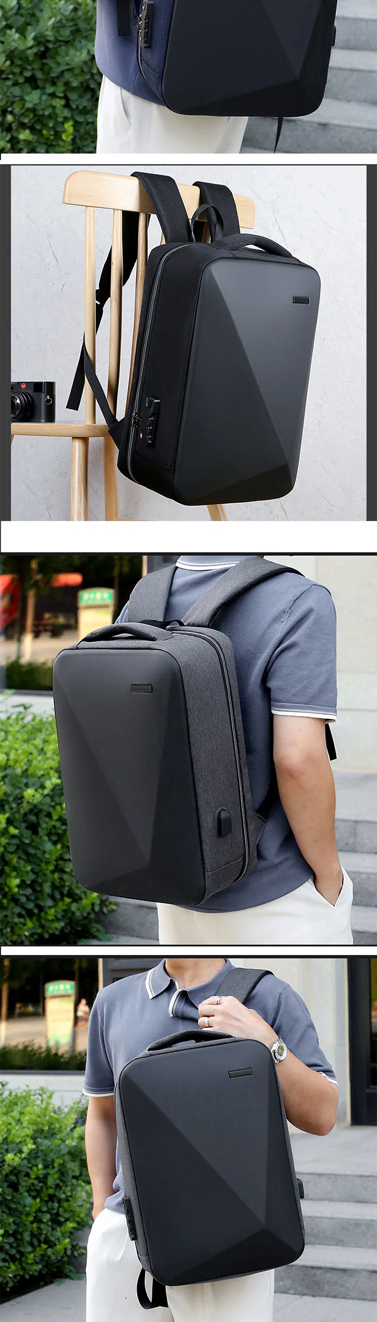 Professional Factory Good Price Grey Business Laptop Bags Backpack with Zipper