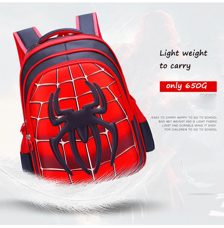 Spiderman Captain Customized Nylon Waterproof Backpack for Kids School Bag Kindergarten