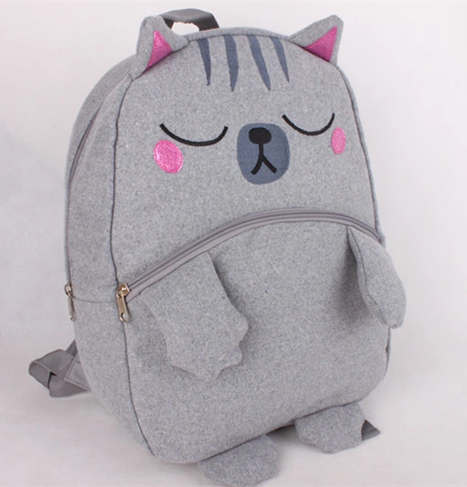 New A4 Bag Grey Student Kitten Cute Animal Children&prime;s Traveling Backpack for Girls