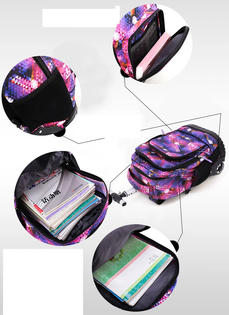 New Style Trolley Rolling Wheeled Primary Middle School Students Children Leisure Travel Pack Bag Backpack (CY0152)