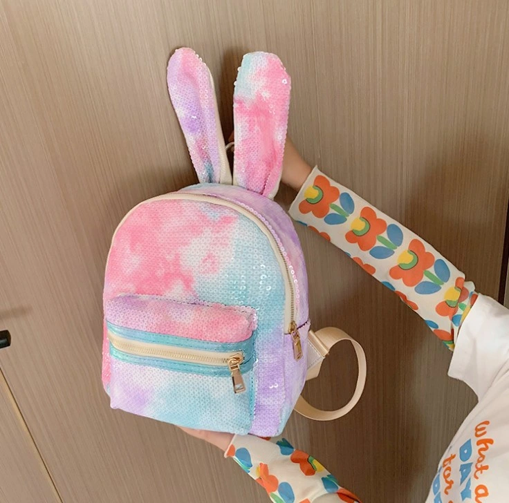 New Cute Glow Sequins Girls Backpack Fashion Rabbit Ear Children&prime;s School Bag