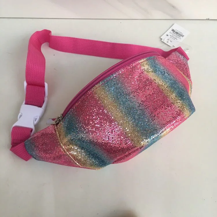 New Small Kids School Backpack Hot Sale Children Shiny Fashion Sequin Waist Bag