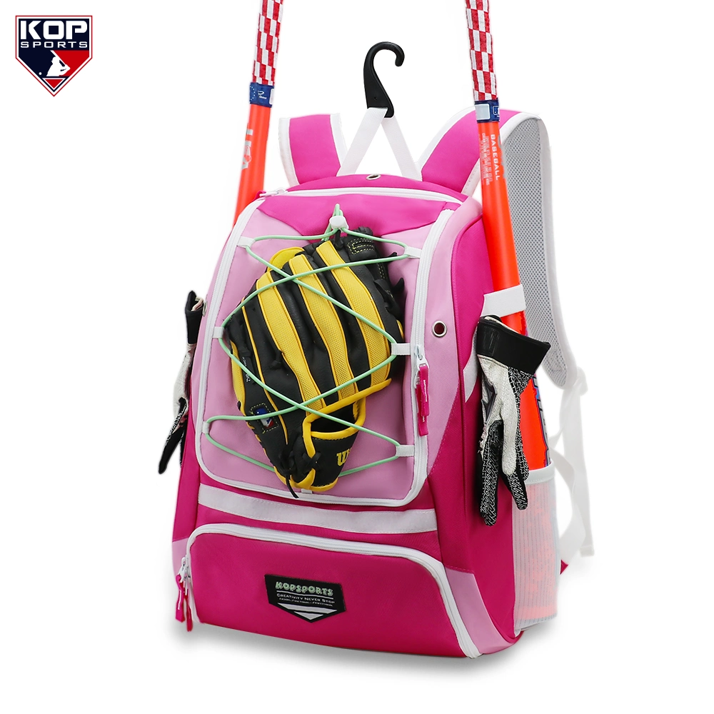 Kopbags Wholesale Custom Pink Baseball Bat Backpack for Girl Kids Softball Bags