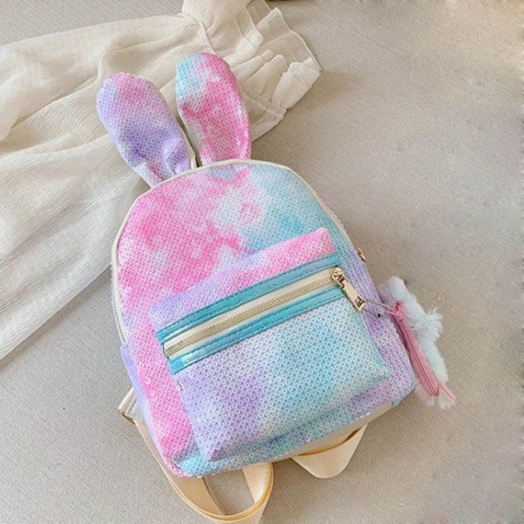 New Cute Glow Sequins Girls Backpack Fashion Rabbit Ear Children&prime;s School Bag