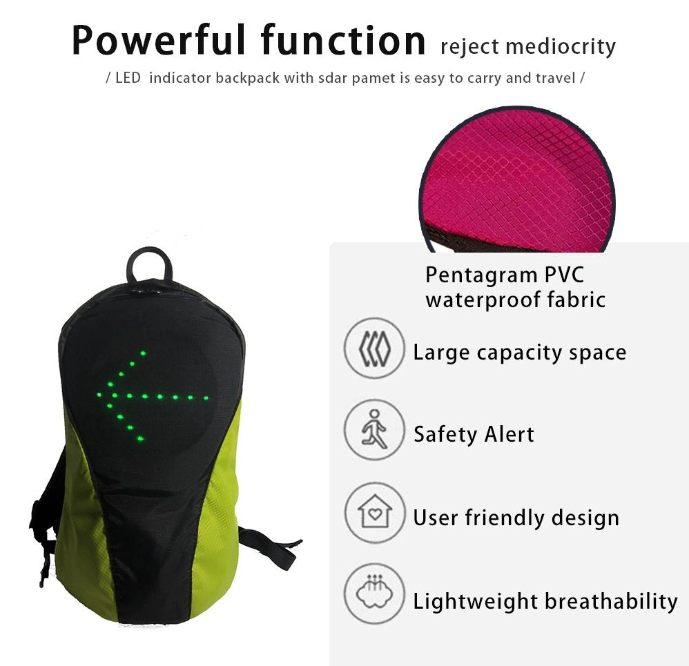 LED Backpack with Direction Indicator USB Rechargeable Bag Safety Light for Cycling at Night Suitable for Scooters RS-1904293-1 Price 15% off