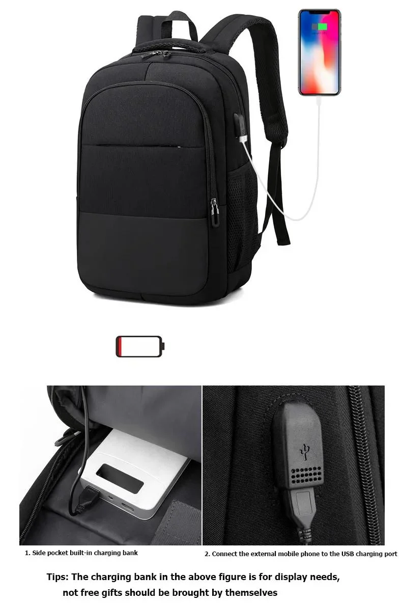 Travel Business Notebook Bag USB Fashion School Bag Pack for Male Female Women Men Multifunctional 15 Inch Laptop Backpack