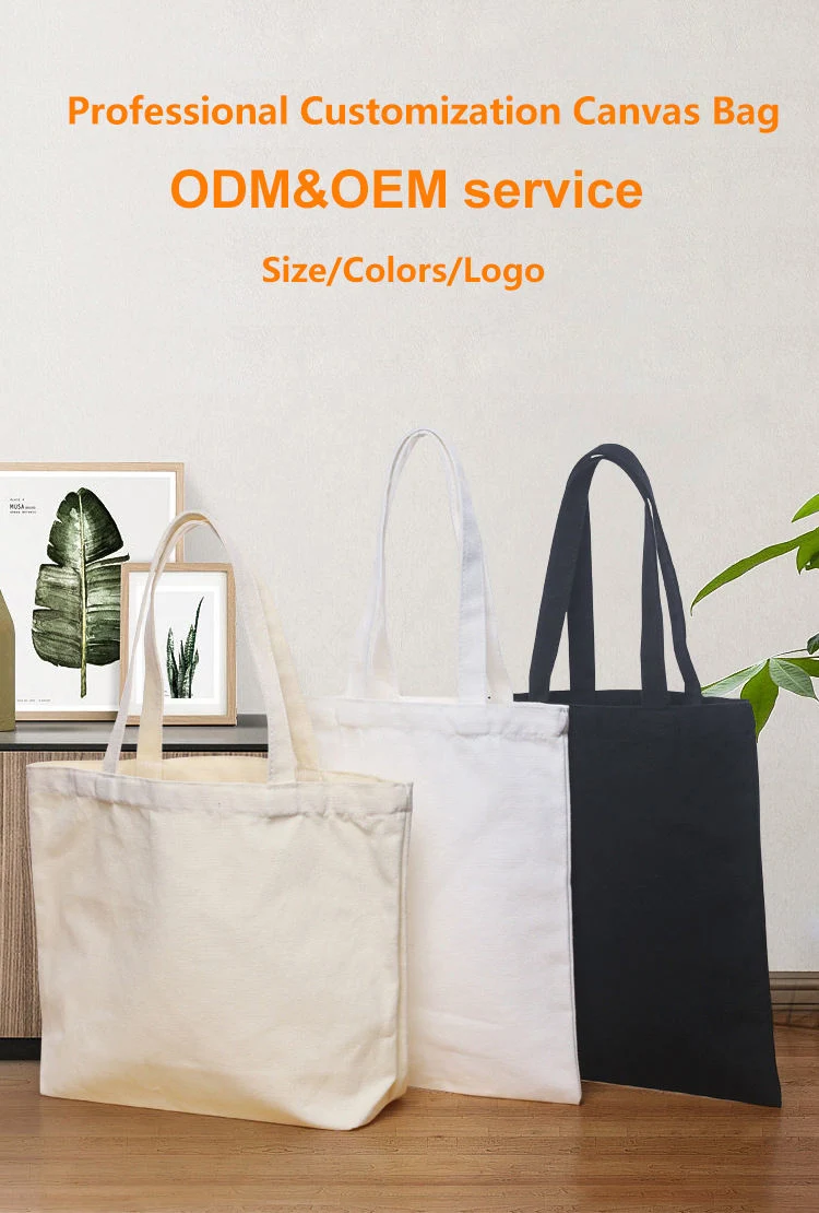 10% off Promotional Personalized Blank Plain Cotton Canvas Bags Reusable Shopping Cotton Tote Bags with Custom Printed Logo