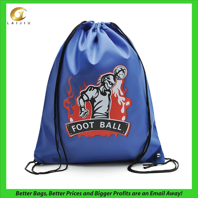 Custom Nylon Polyester Drawstring Promotional Sports Backpack Gym Bag Rucksack Cinch Bag Travel and School Storage Bag