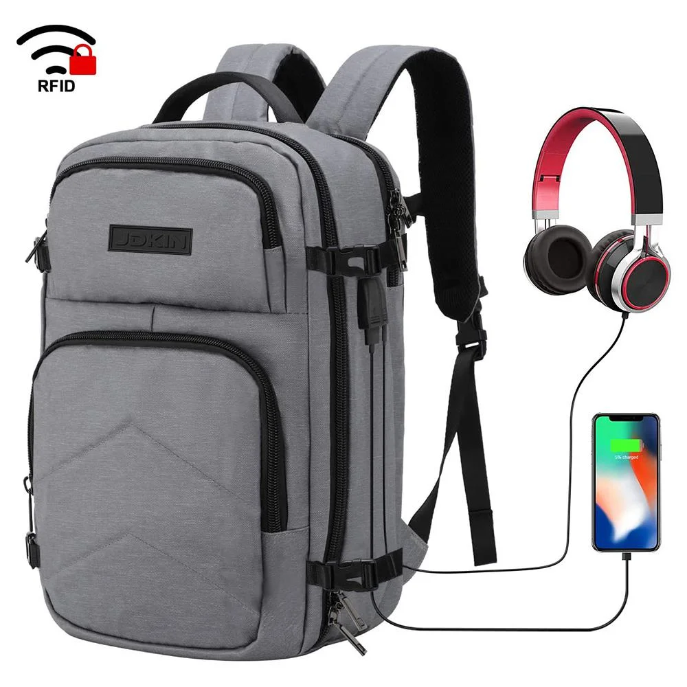 Simple Grey Backpack Bag School Teenage Middle High School Bags Backpack for Boys with USB Port Backpack School