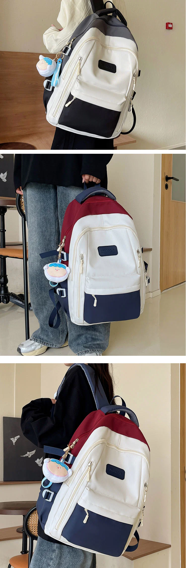 School Girls Boys Fashion Waterproof Backpacks Multifunction Travel Bags for Men Women