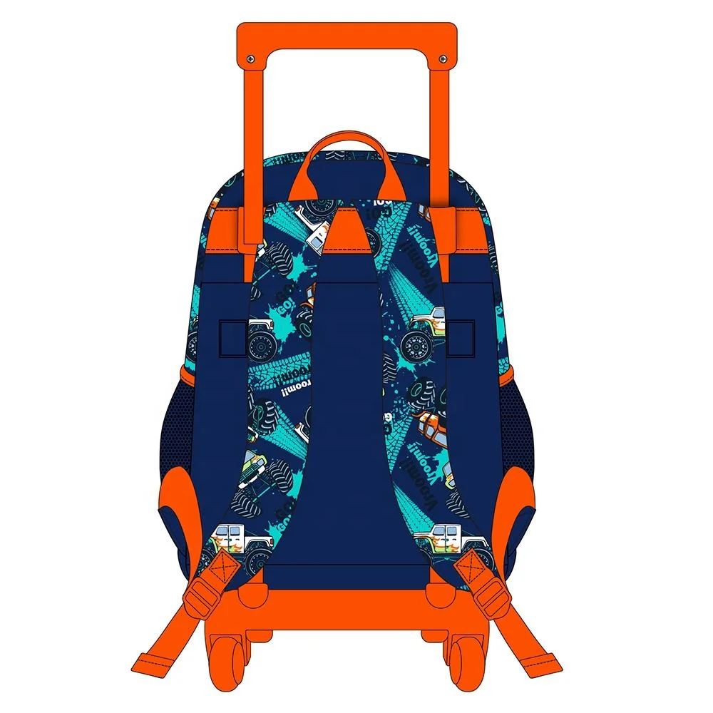 High Capacity Children 3 PCS Set School Rolling Backpack with Wheels 17 Inch Cartoon Kids Trolley Bag