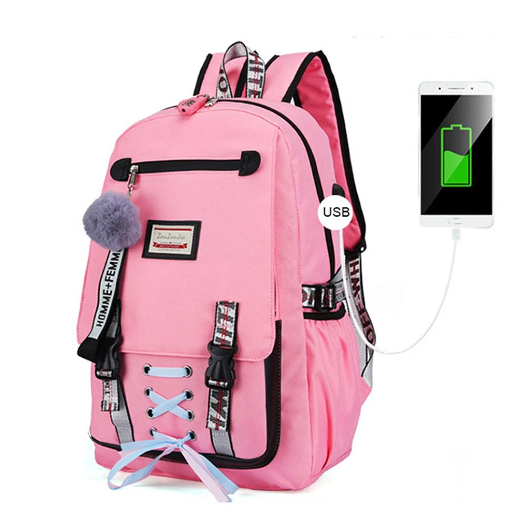 Large Capacity USB Charge Rucksack Youth Bagpack Women School Backpack Girls