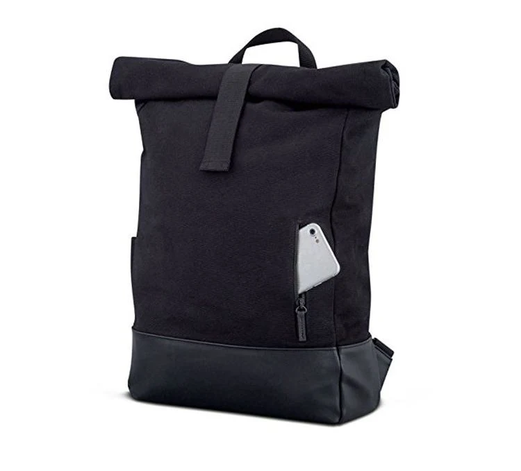 Water-Repellant Durable Vintage Flexible Black Canvas Backpack