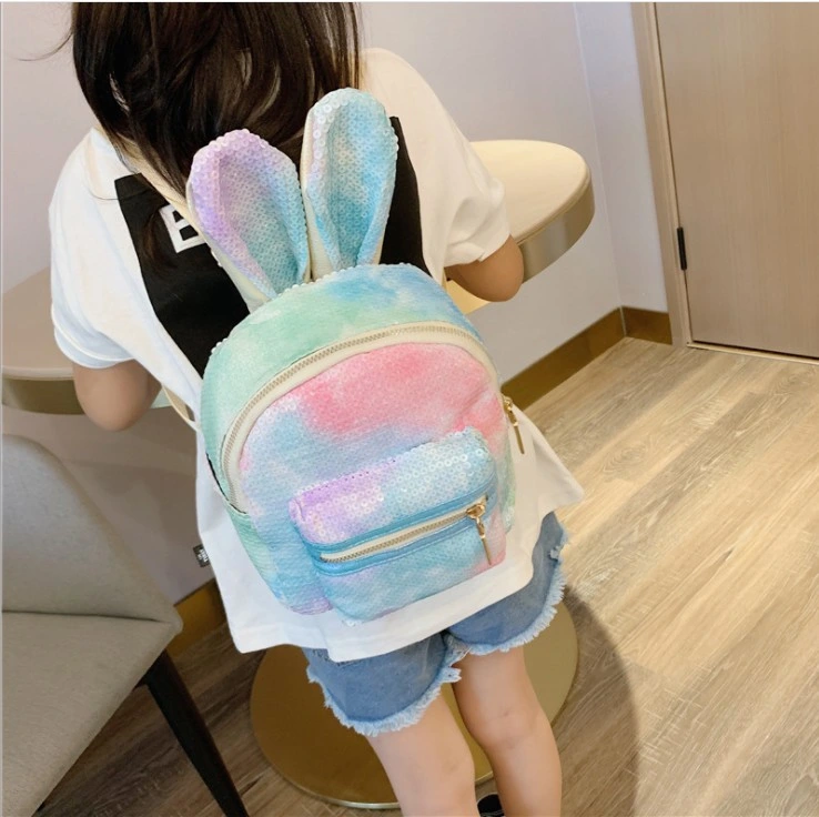 New Cute Glow Sequins Girls Backpack Fashion Rabbit Ear Children&prime;s School Bag