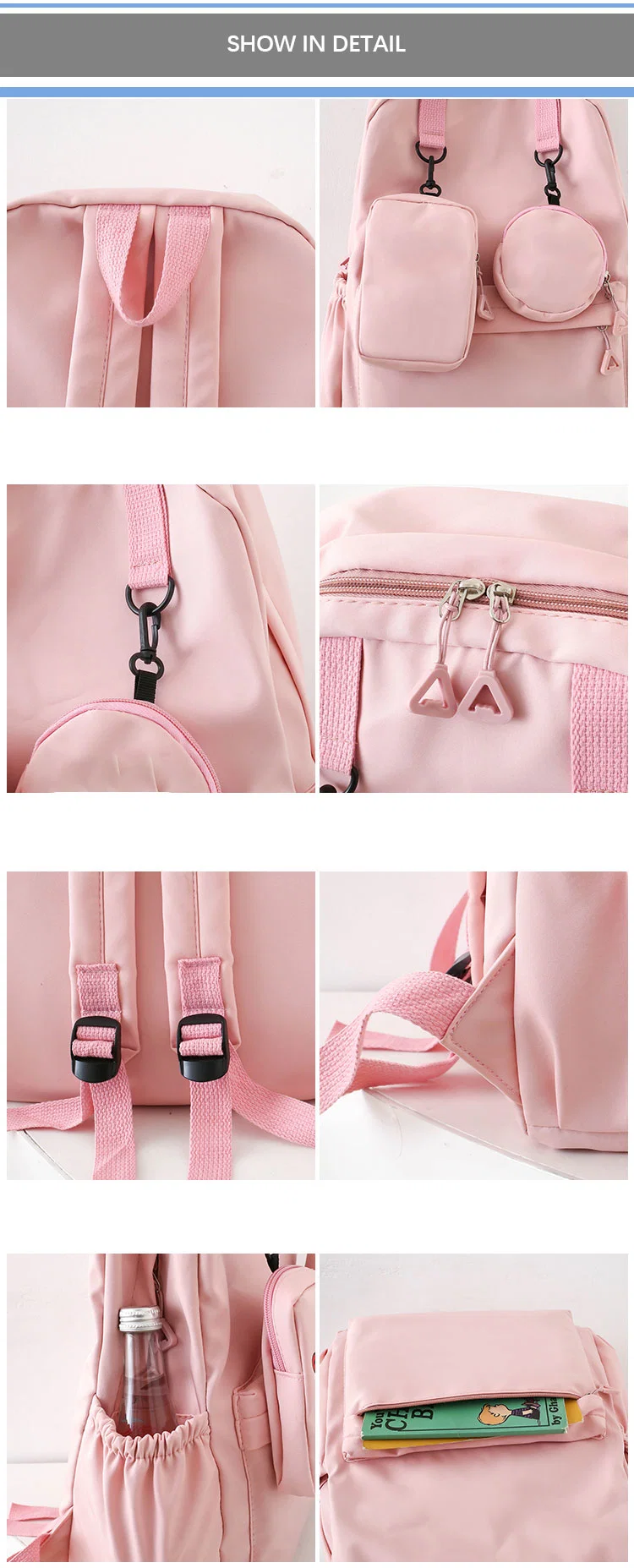 Custom Female Korean Schoolbag Trendy Rucksacks Waterproof Washable Backbag School Student Backpack