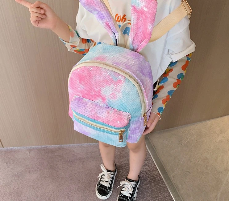 New Cute Glow Sequins Girls Backpack Fashion Rabbit Ear Children&prime;s School Bag