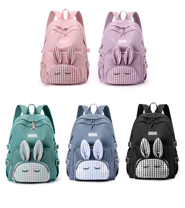 Rabbit Canvas Cute Large Capacity Women School Backpack for Teenagers Girls Boys