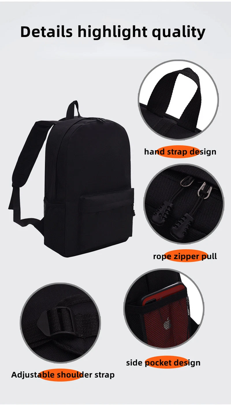 Logo Custom 600d Nylon Waterproof Backpack Big Size for Teenager Colleague Student