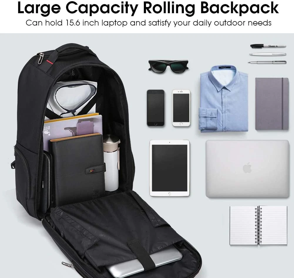 Trolley Wheeled Rolling Travel Backpack for Outdoor