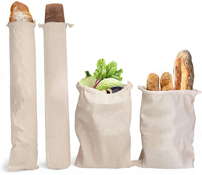 LFGB Gots Linen Loaf Bread Packing Bag Personalized Printed Organic Cotton Biodegradable Bread Bag