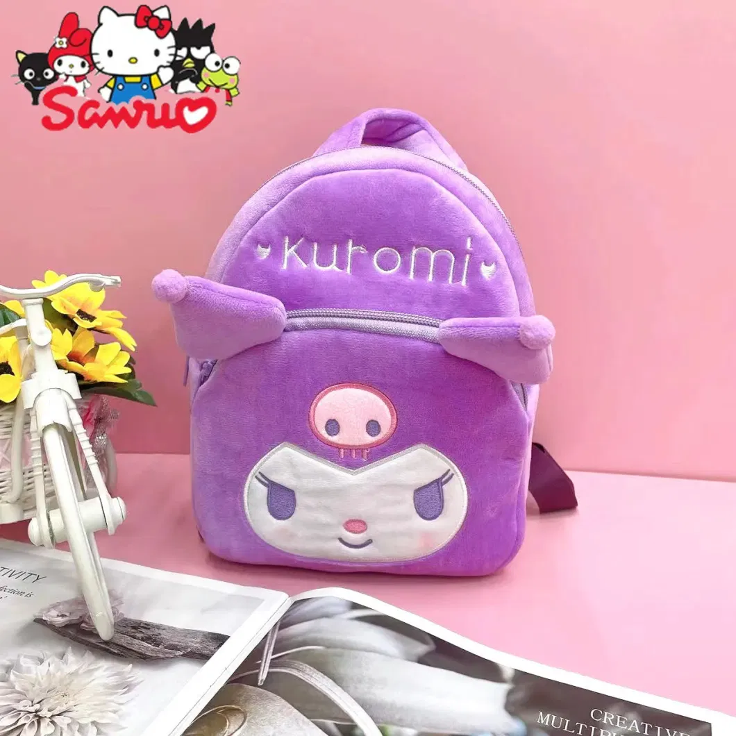 Sanrio Kuromi Hello Kitty Melody Cinnamoroll Pochacco Japanese Children&prime;s School Bag Plush Backpack Doll Gift Soft for Children