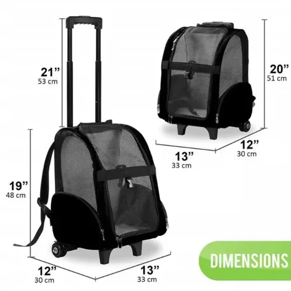 Travel Dog Rolling Pet Cat Carrier Backpack with Wheels