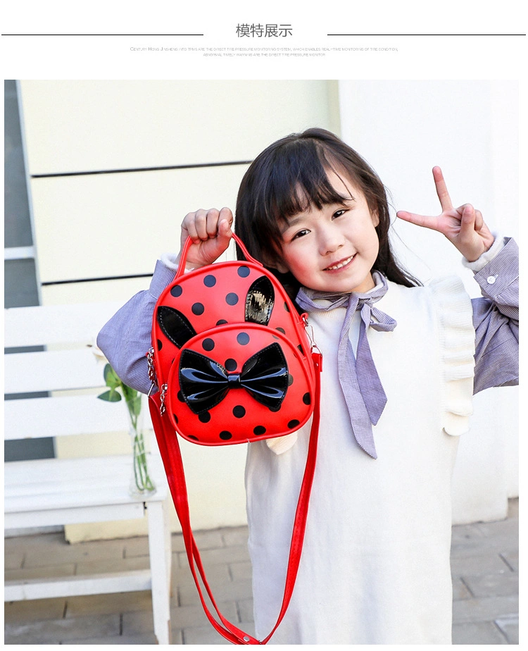 Hot Faddish Style PU Leather Bow School Bag Cute Girls Print Design Double Shoulder Bag New Fashion Chic Delicate Lady Backpack