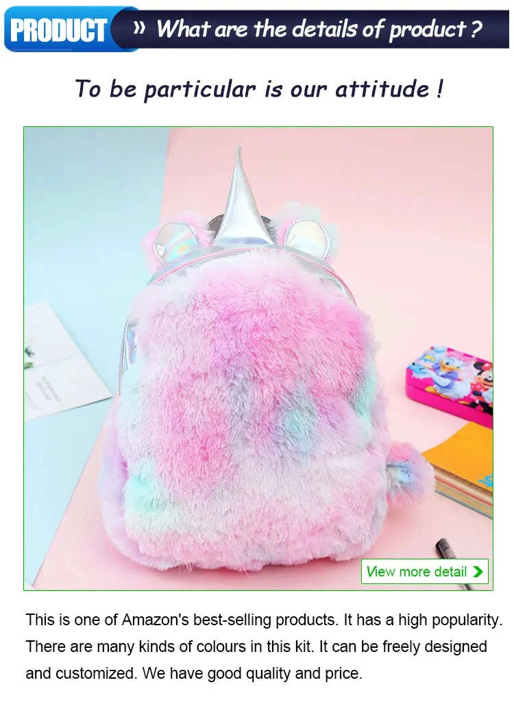 Fashion Bag Girls Plush Pink Travel Backpack Kids Cute Unicorn School Bags Charm Unicorn Backpack