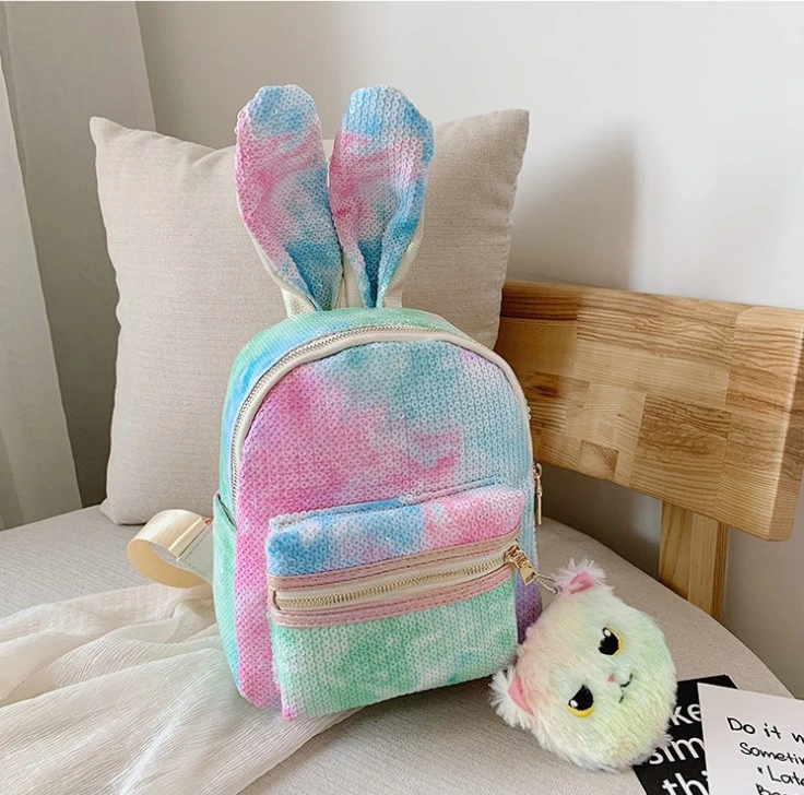 New Cute Glow Sequins Girls Backpack Fashion Rabbit Ear Children&prime;s School Bag