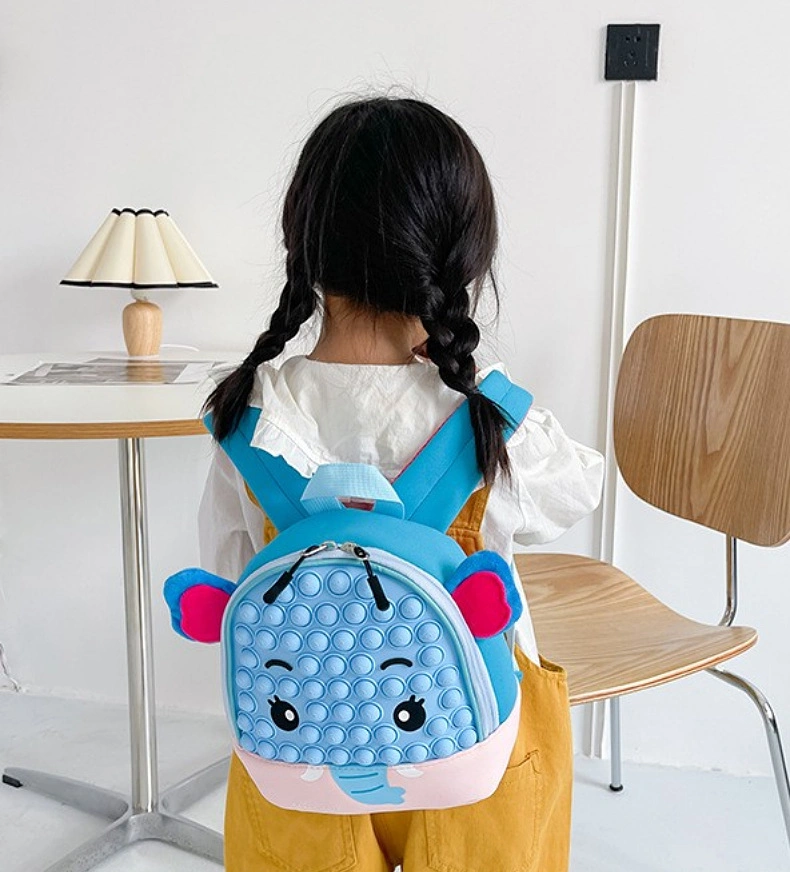 Children&prime;s Backpack Kindergarten Silicone Decompression Bubble Backpack Cartoon Cute Animal Backpack