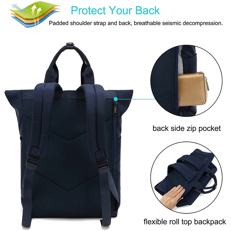 Waterproof Lightweight Simple Stylish Durable Teenagers Laptop Bag Expandable Rolltop Backpack