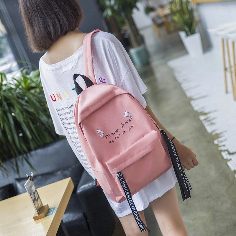 Little Fresh Canvas Schoolbag for Female High School Students Backpack