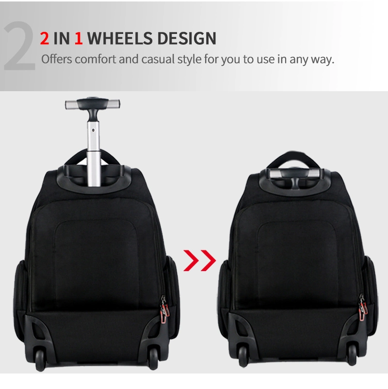 New Rolling Wheels School Backpack Water Resistant Carry on Student Trolley Backpack Bags