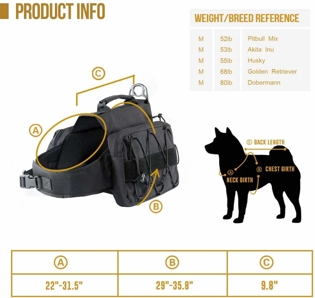 Hiking Medium Large Breeds Dog Backpack