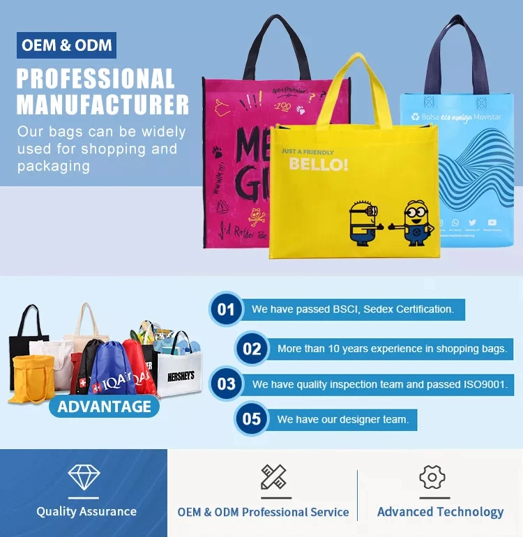 Manufacture OEM ODM Fashion Non Woven Tote Bag for Shopping Eco-Friendly PP Loop Handle Non Woven Bag Colorful Shopping Tote Bag Non Woven