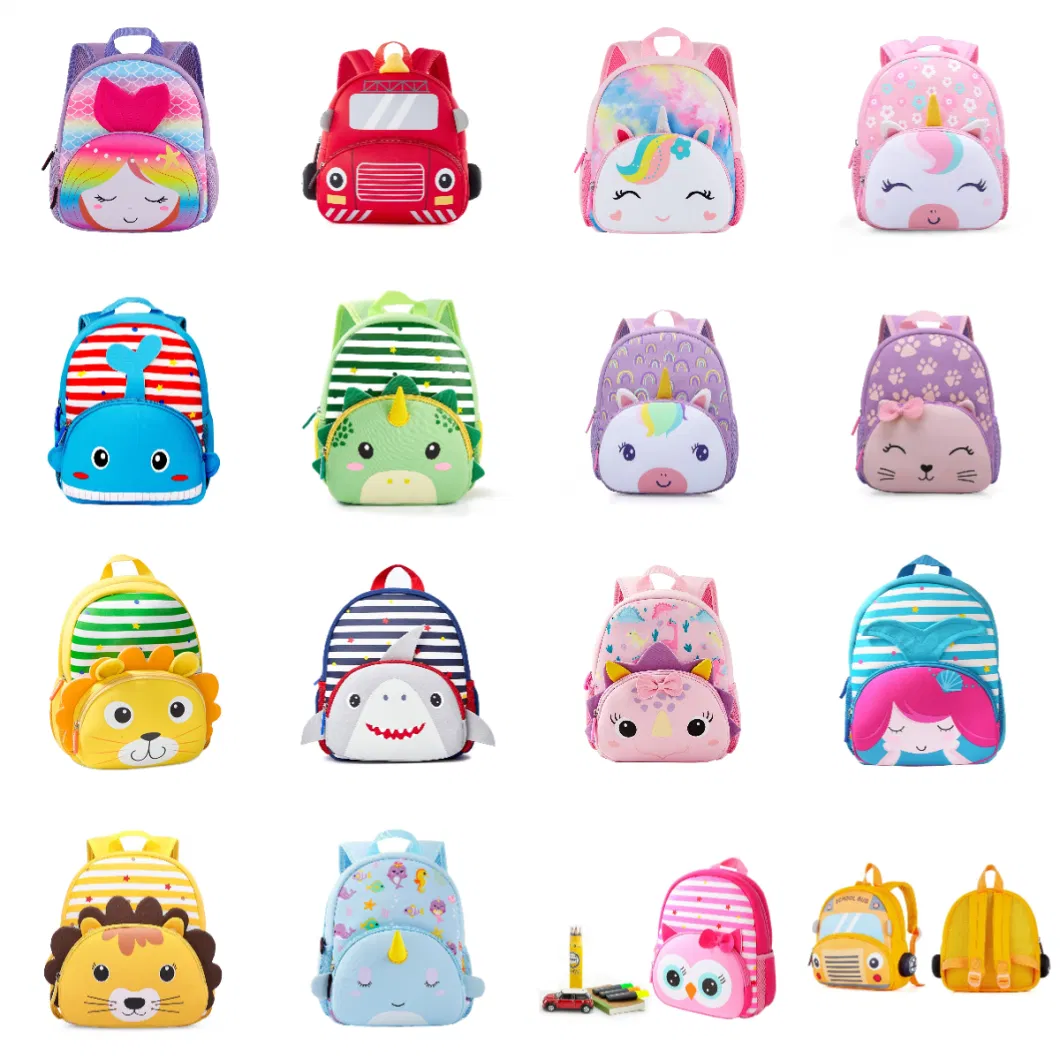 New Design 3D Cute Duck Neoprene Toddler Backpack Cartoon Animal Preschool Kids Bookbag with Bottle Holder School Lunch Backpack