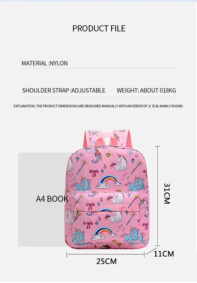 Wholesale Kindergarten Student School Bag Children Girls Cute Unicorn Schoolbag Backpack