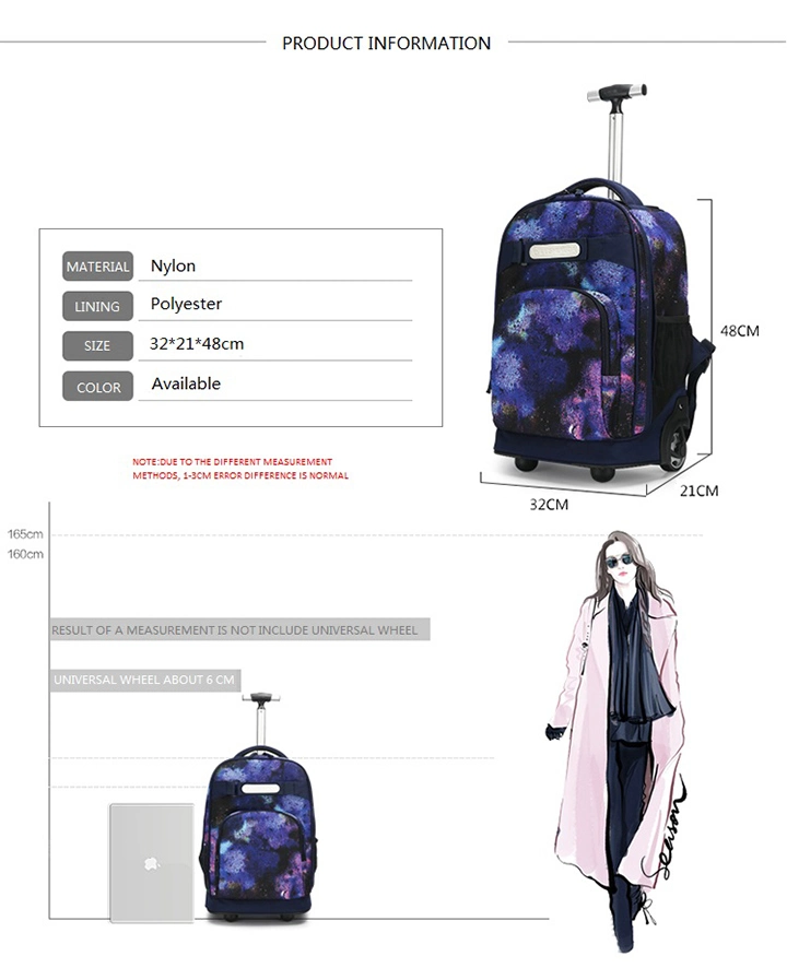 Fashion School Children Kids Rolling Wheeled Travel Trolley Backpack