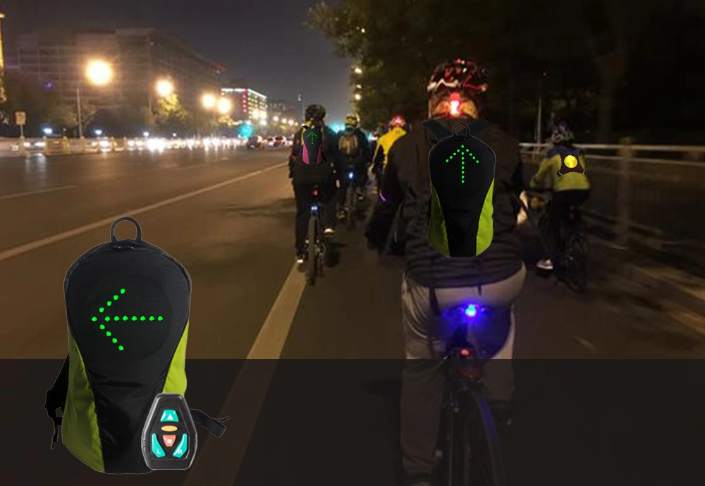 LED Backpack with Direction Indicator USB Rechargeable Bag Safety Light for Cycling at Night Suitable for Scooters RS-1904293-1 Price 15% off